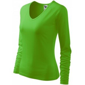 Dámske tričko zúžené, V-výstrih, jablkovo zelená, XL