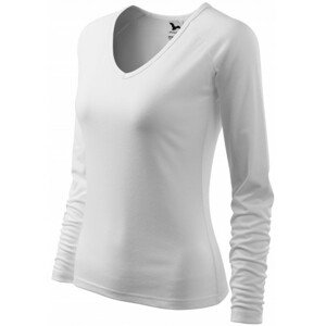 Dámske tričko zúžené, V-výstrih, biela, XL