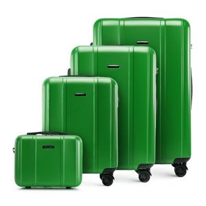 Sada 3 zelených kufrov + kozmetický kufrík