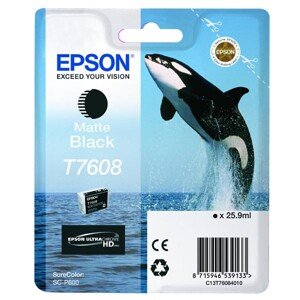Epson originál ink C13T76084010, T7608, matte black, 25,9ml, 1ks, Epson SureColor SC-P600, matt black