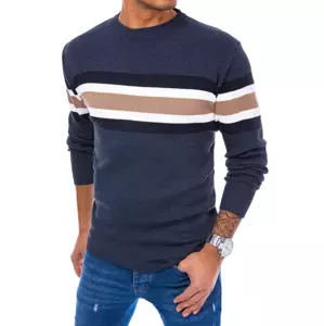Tmavo-modrý pánsky sveter s pruhom