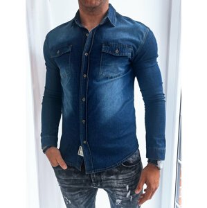 Modrá pánska džínsová košeľa DSTREET TY2384