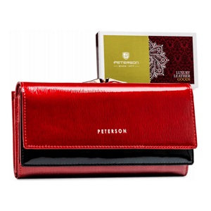 Veľká, kožená dámska peňaženka s RFID systémom — Peterson