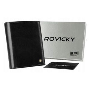 Klasická pánska peňaženka z prírodnej kože s priestorom na registračný certifikát, RFID - Rovicky