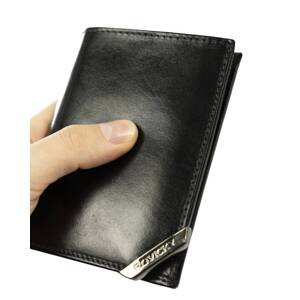 Vertikálna pánska peňaženka so strieborným akcentom, prírodná lícová koža - Rovicky