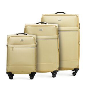 Mäkká súprava kufrov s lesklým predným zipsom 56-3S-85S-86
