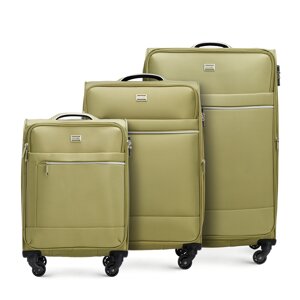 Mäkká súprava kufrov s lesklým predným zipsom 56-3S-85S-80