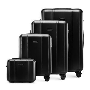 Tri čierne cestovné kufre + kozmetický kufrík
