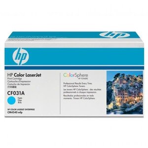 HP originál toner CF031A, cyan, 12500str., HP 646A, HP Color LaserJet CM4540, 4540f, 4540fskm, O, azurová