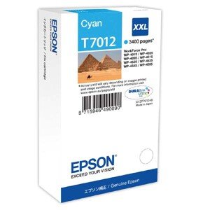Epson originál ink C13T70124010, XXL, cyan, 3400str., Epson WorkForce Pro WP4000, 4500 series, azurová