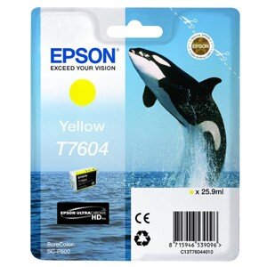 Epson originál ink C13T76044010, T7604, yellow, 25,9ml, 1ks, Epson SureColor SC-P600, žltá