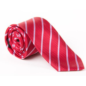 40026-69  Červená kravata so sv.fialovými prúžkami.