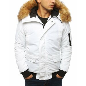 Biela zimná pánska bunda s kapucňou (tx2969)