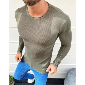 Pánsky khaki sveter bez zapínania WX1585