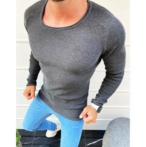 Tmavo-sivý sveter v jednoduchom prevedení WX1617