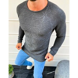 Trendový sveter v tmavo-sivej farbe WX1596